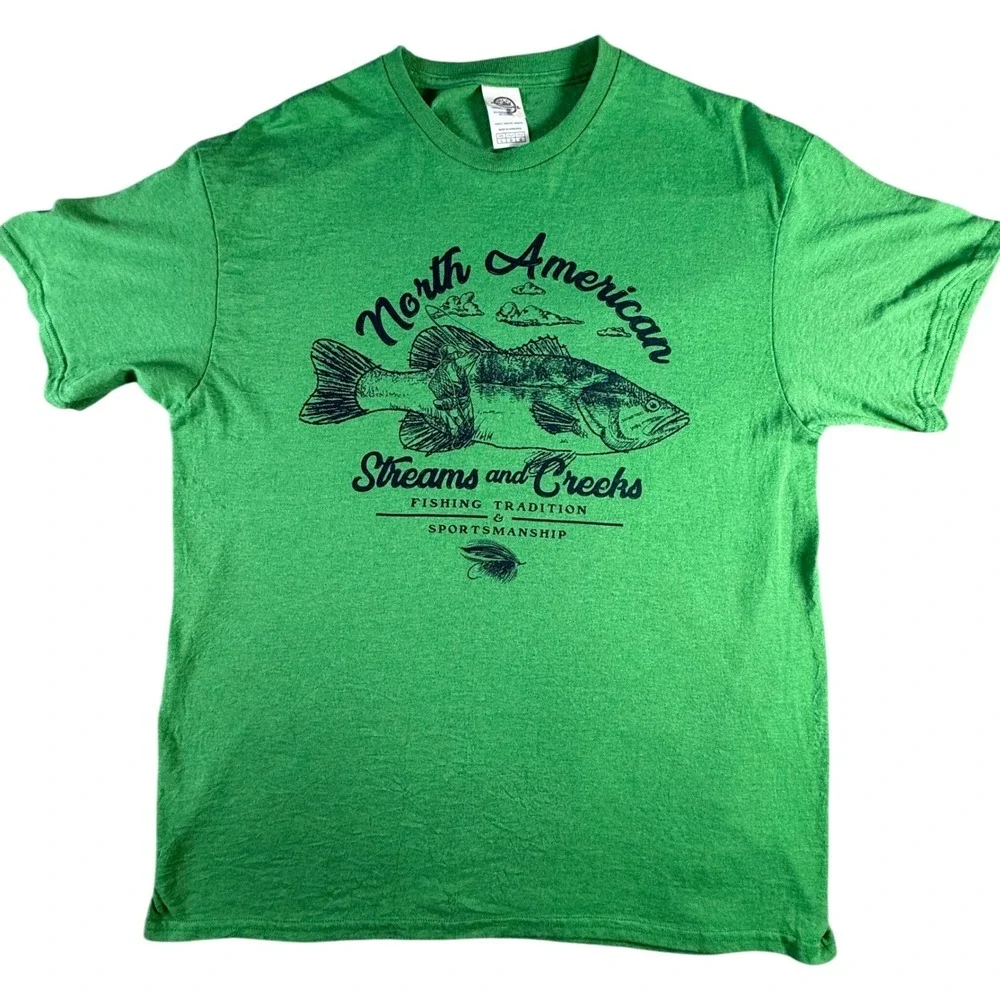Delta Pro Weight North American Streams Creeks Bass Fishing T Shirt Size Large‎